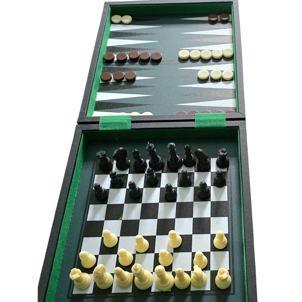 Vintage Magnetic Travel Game Set‎ w/ Pieces Compact Folding Board Portable